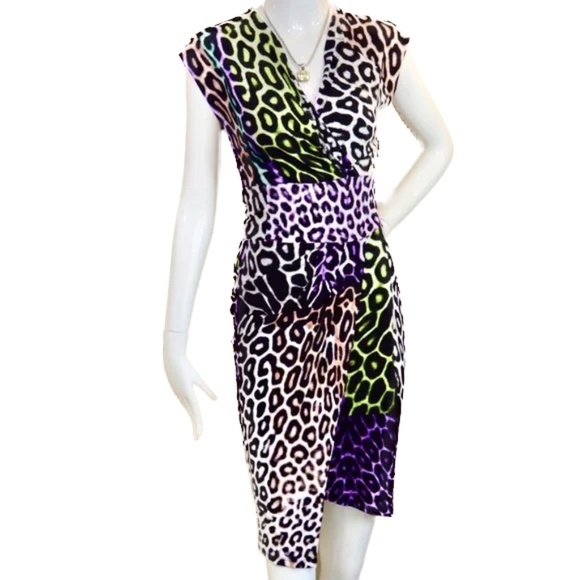 🆕🏷️ Multicolor animal print asymmetrical dress. by Roberto Cavalli - Picture 7 of 15